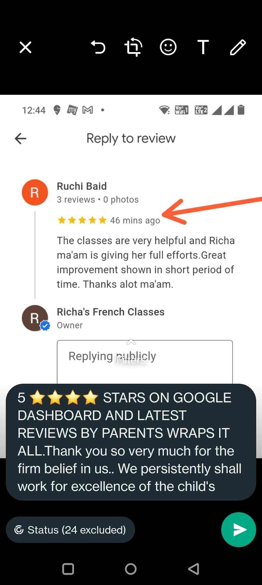 Richa teaching French
